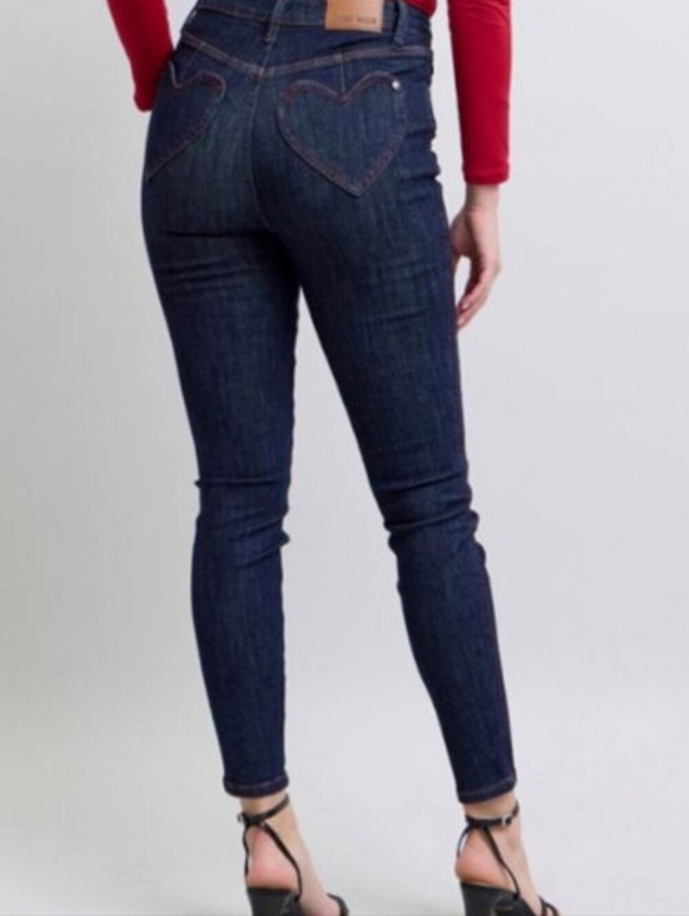 Judy Blue Dark Blue Heart Pocket Skinny Jeans